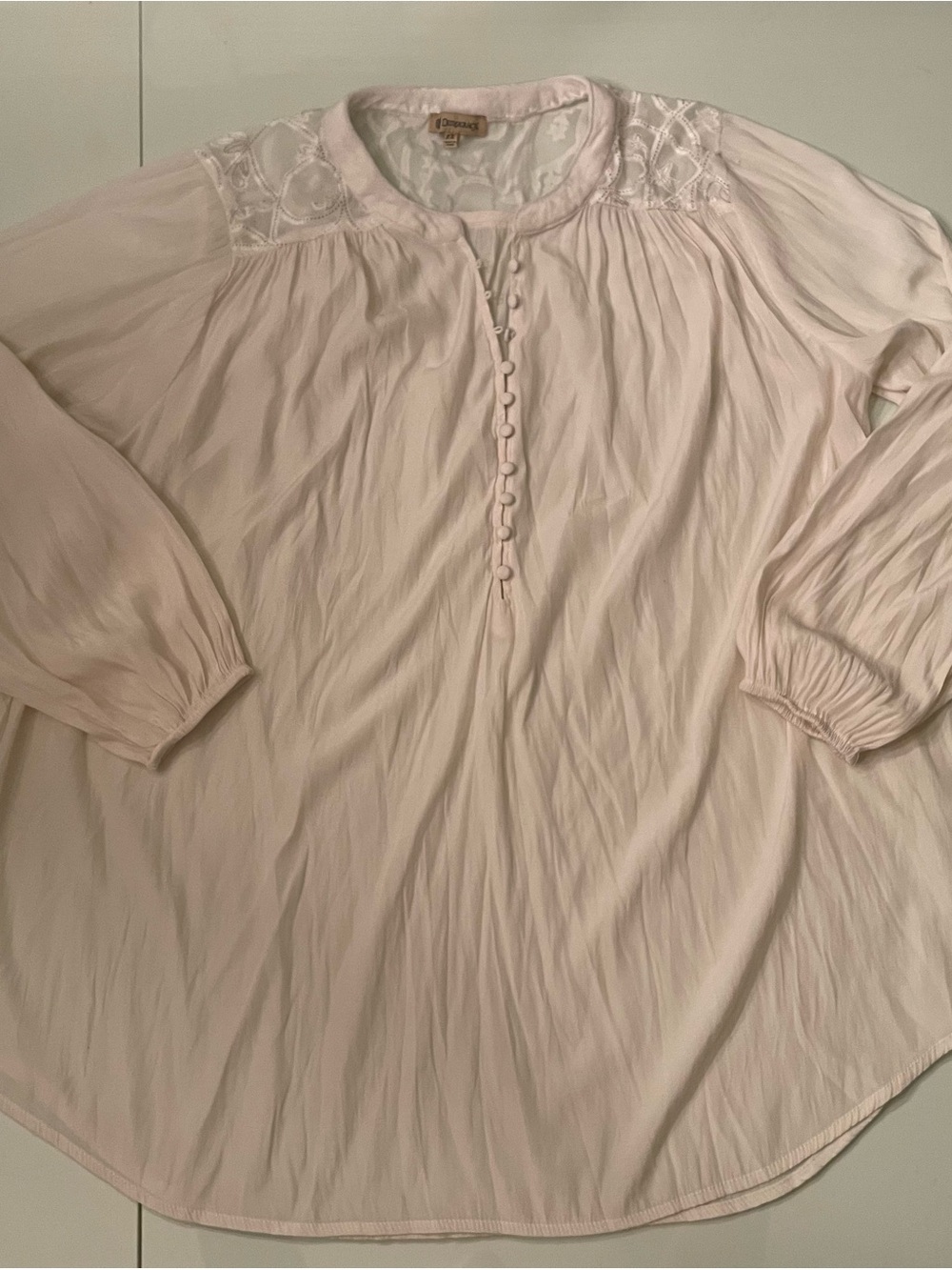 Democracy ivory lace Button-Front Peasant Blouse